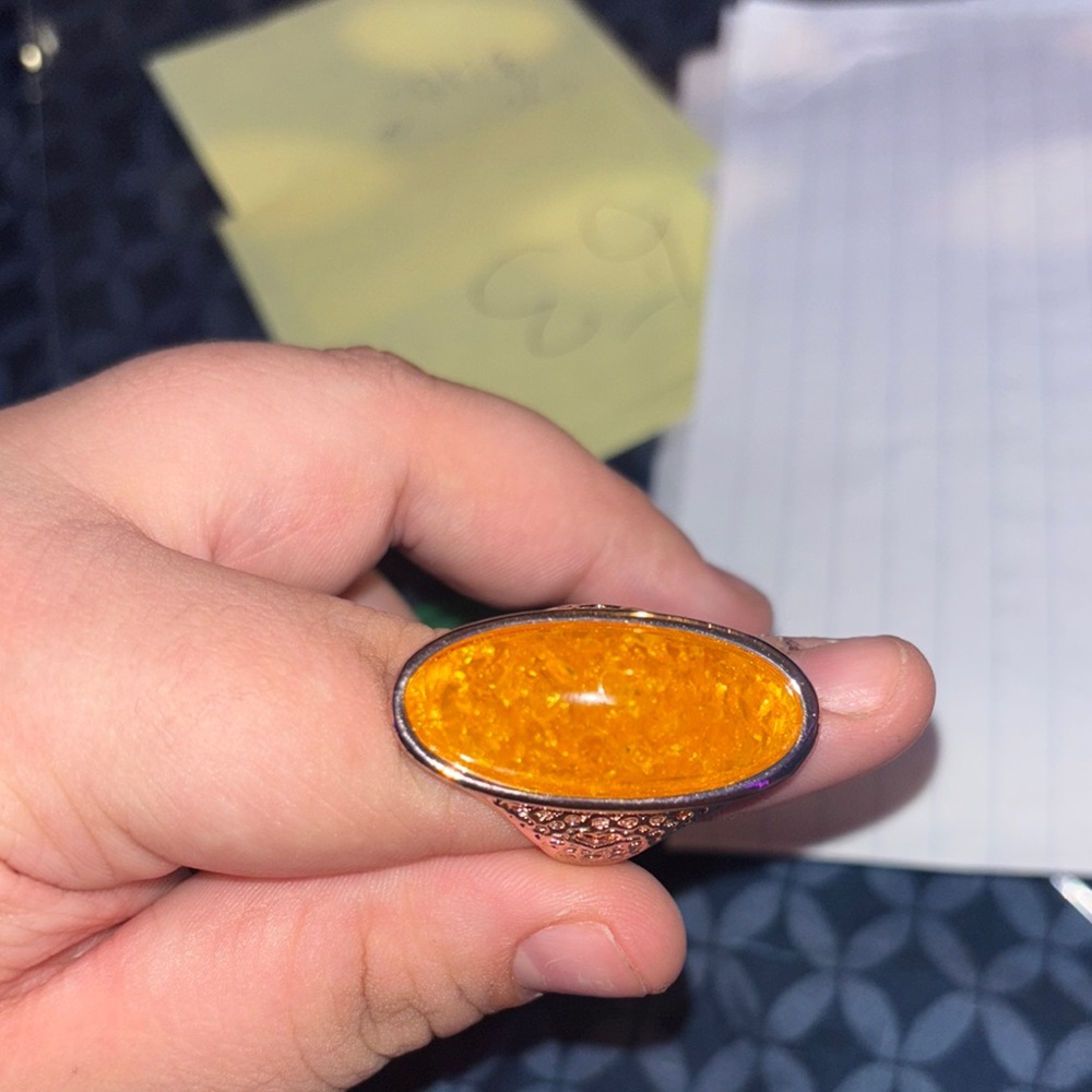 Oval Orange Stone Ring